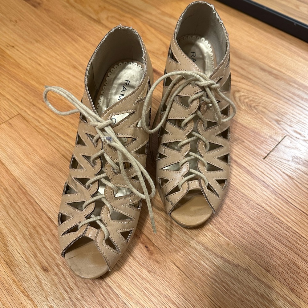 Rampage Tan Lace-Up Heels